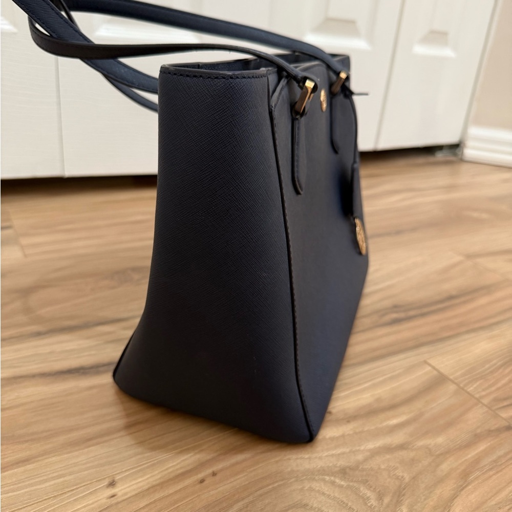 Tory Burch Robinson Tote Bag Elegant Navy Blue - Picture 3 of 9